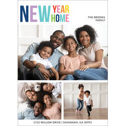 Colorful New Year Home Flat Holiday Photo Cards